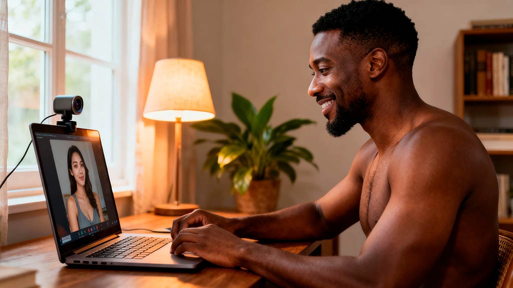 On-call habits to look better on webcam dates by staying present and relaxed Man using small on-call habits to look better on webcam dates