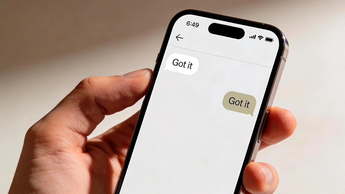 double texting etiquette example: calm follow-up text on a phone screen