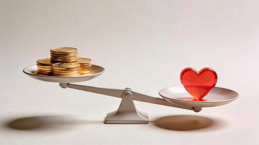 money flex on cam chat: minimalist metaphor showing long status talk vs one confident line